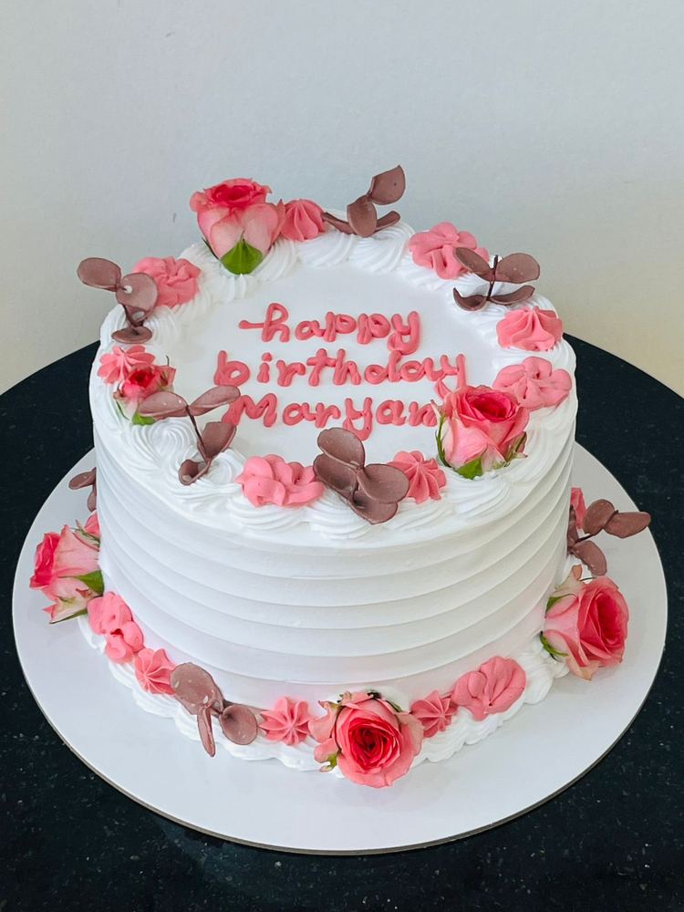 Pink Rose Birthday Cake